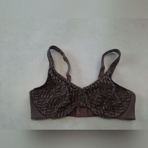 Olga 35519 Sheer Leaves Lace Minimizer Bra Underwire Brown Lace 40C